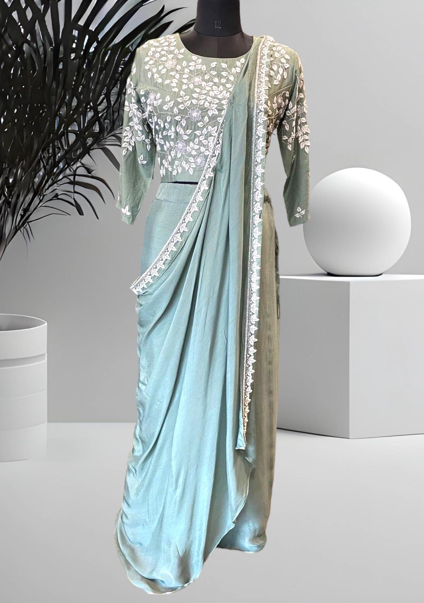 Beautiful Blue Color Moss with foil Bandhni foily Saree | Ladies gown,  Festival wear, Gown party wear